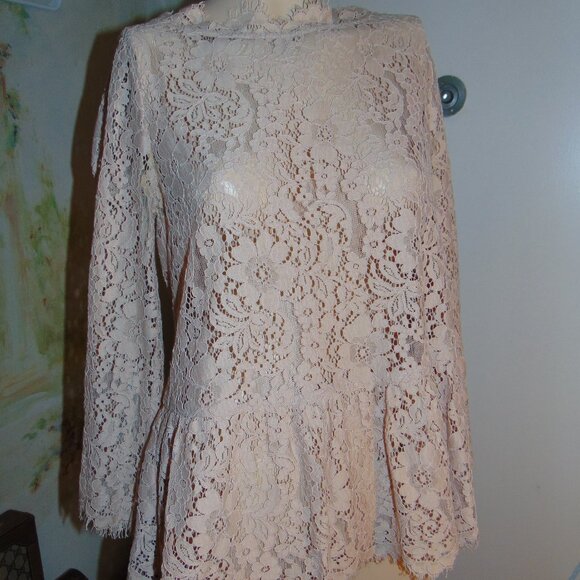Joie Floral Lace Blouse Top Womens Small Boho Textured Back Button Long Sleeve - Picture 7 of 13